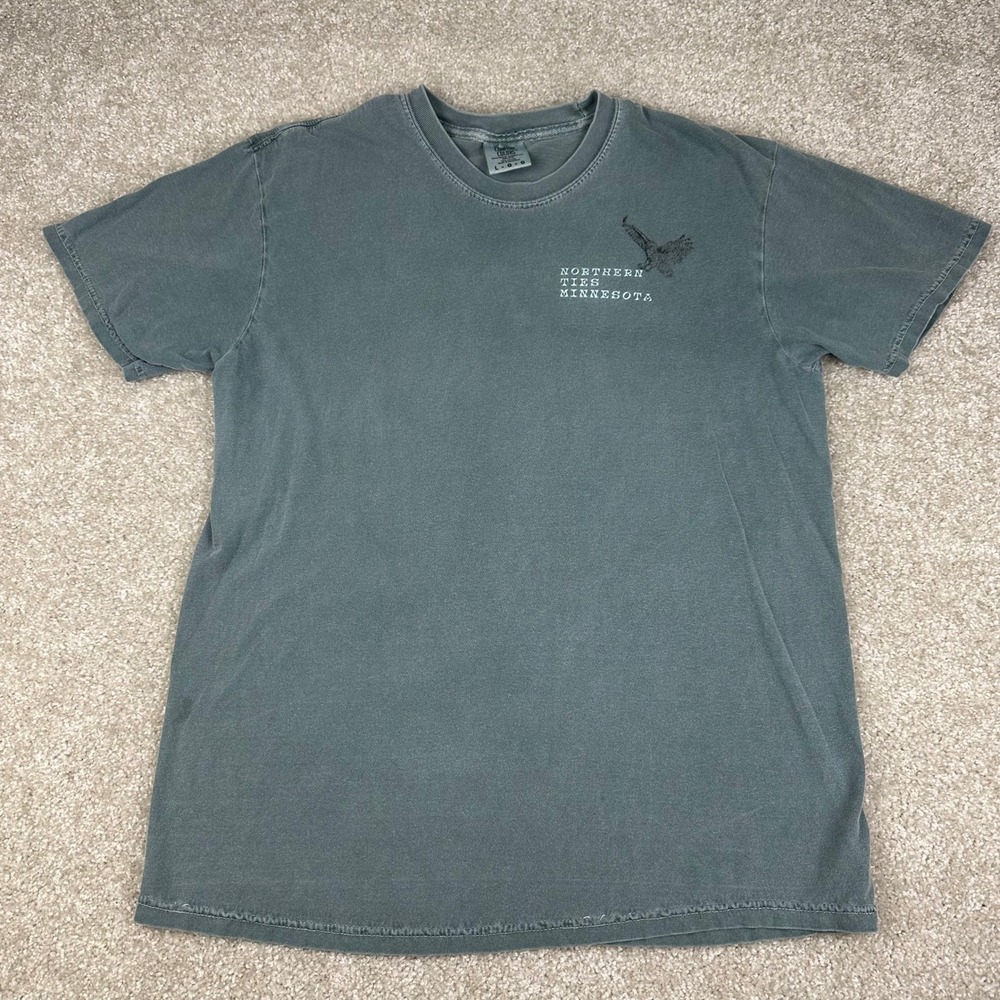 Comfort Colors Northern Ties Minnesota T Shirt Large Green Cotton Owl Stamp *